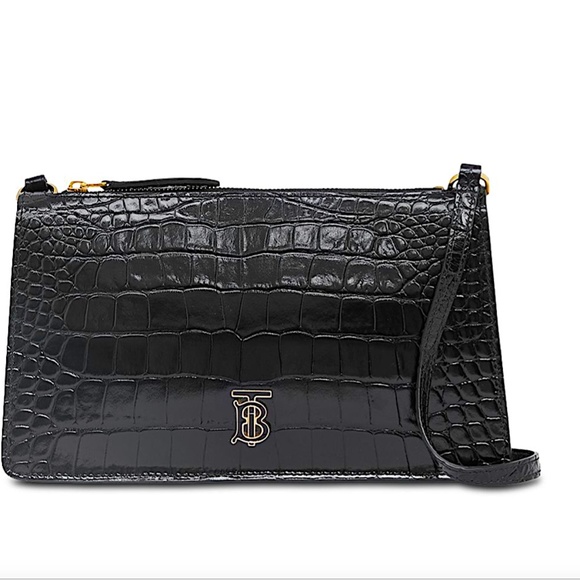 Burberry TB Alligator-Embossed Leather Pouch - Picture 1 of 11